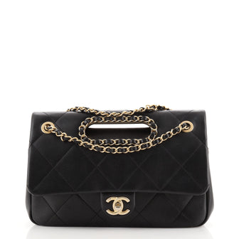 Chanel CC Back Muff Flap Bag Quilted Lambskin and Shearling Large