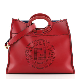 Fendi Runaway Shopper Tote Perforated Leather Medium