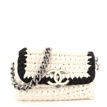 Chanel Fancy Crochet Flap Bag Fabric Small
