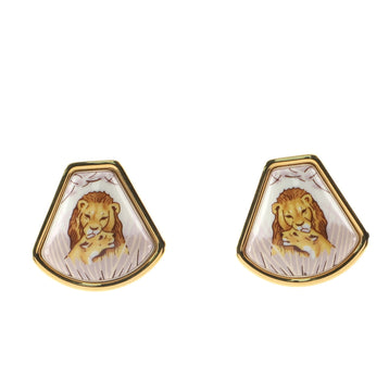 Hermes Vintage Clip-On Earrings Printed Enamel and Metal