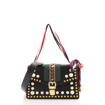 Gucci Sylvie Shoulder Bag Studded Leather Small