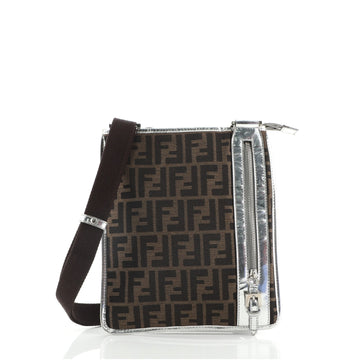 Fendi Front Pocket Messenger Bag Zucca Canvas with Leather