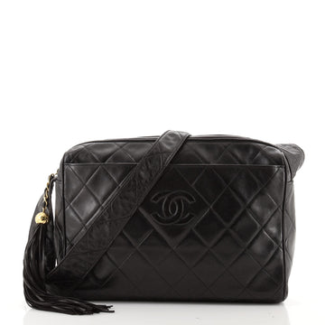 Chanel Vintage Diamond CC Camera Bag Quilted Lambskin Large
