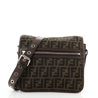 Fendi Vintage Flap Messenger Bag Zucca Canvas Small