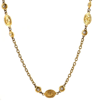 Chanel Vintage CC Medallion Long Necklace Metal with Crystals
