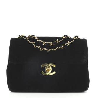Chanel Vintage Classic Single Flap Bag Vertical Quilt Velvet Jumbo