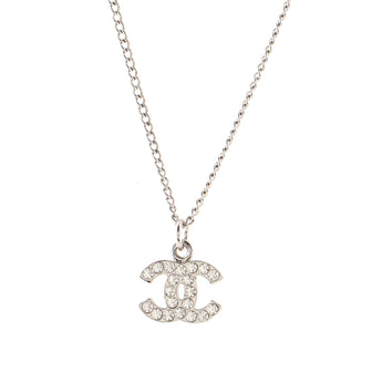 Chanel CC Long Pendant Necklace Crystal Embellished Metal