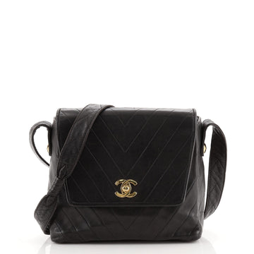 Chanel Vintage CC Flap Shoulder Bag Chevron Lambskin Small