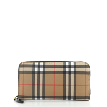 Burberry Elmore Zip Wallet Vintage Check Canvas