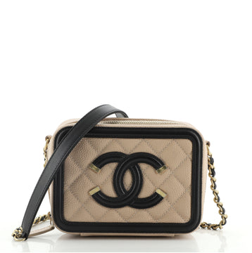 Chanel Filigree Vanity Clutch with Chain Quilted Caviar Mini