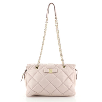 Salvatore Ferragamo Ginette Chain Shoulder Bag Quilted Leather Medium