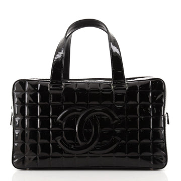 Chanel Chocolate Bar CC Bowler Bag Quilted Patent Large
