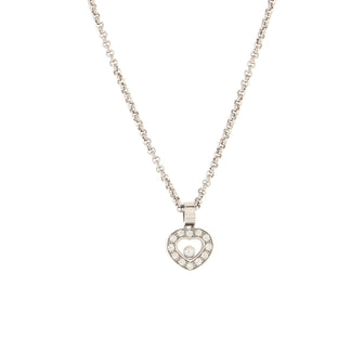 Chopard Happy Diamonds 1 Diamond Heart Pendant Necklace 18K White Gold and Diamonds
