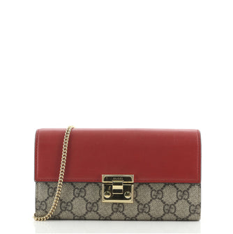 Gucci Padlock Continental Chain Wallet GG Coated Canvas and Leather Long