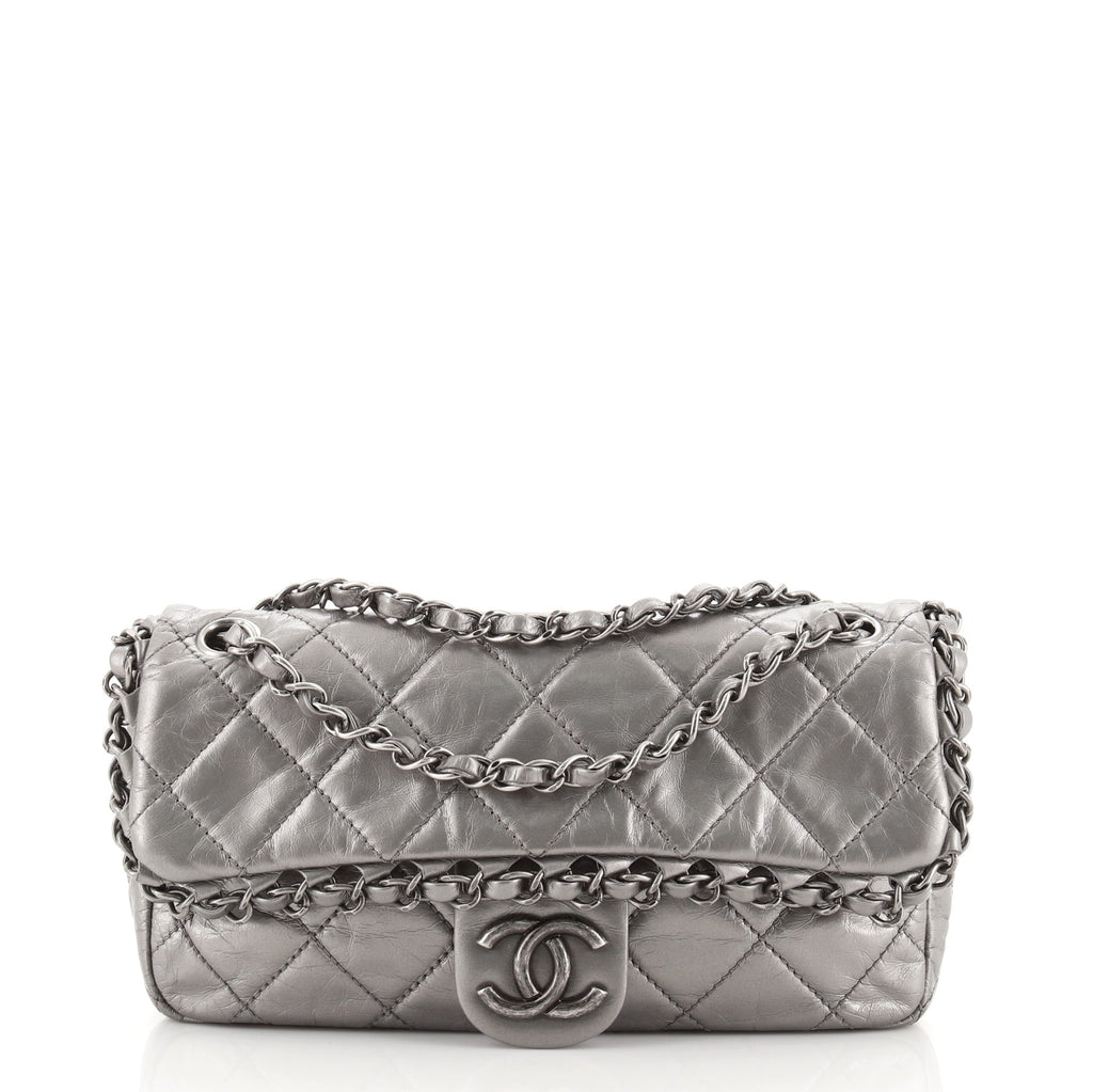 Chanel Medium Chain Me Flap Bag Metallic Dark Grey Calfskin Gun Metal –  Coco Approved Studio