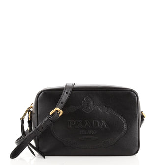 Prada Camera Bag Embossed Leather Black