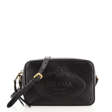 Prada Logo Camera Bag Embossed Leather Small