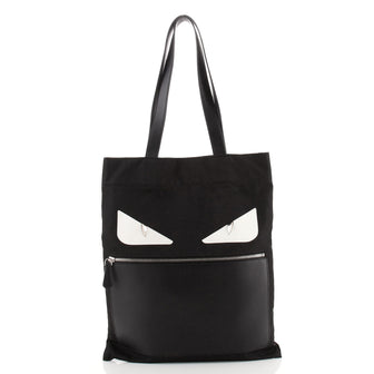 Fendi Monster Flat Tote Nylon and Leather Tall