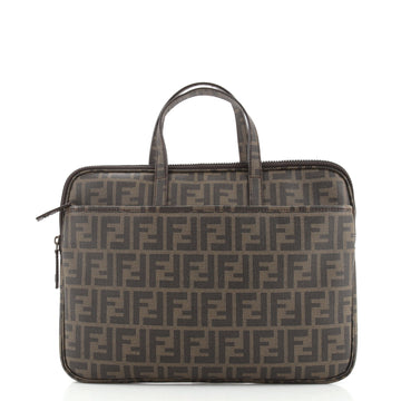 Fendi Zip Laptop Bag Zucca Coated Canvas
