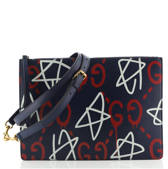 Gucci Zip Messenger Bag GucciGhost Leather Large