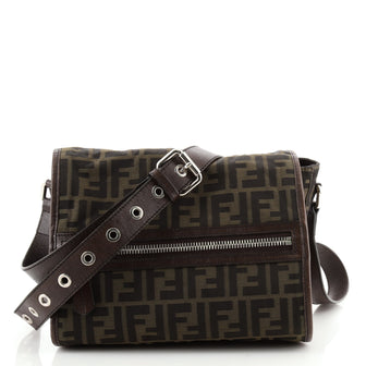 Fendi Vintage Flap Messenger Bag Zucca Canvas Small