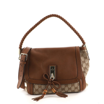 Gucci Bella Flap Shoulder Bag GG Canvas with Leather Medium