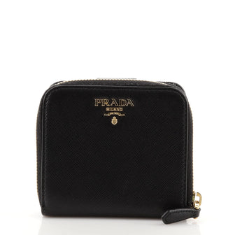 Prada Zip Around Wallet Saffiano Leather Compact