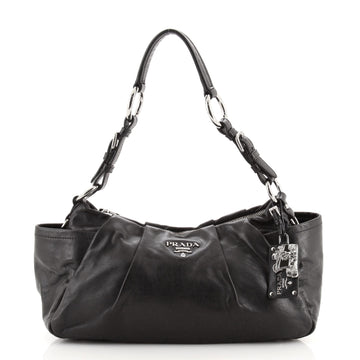 Prada Buckle Pleated Shoulder Bag Soft Calf Medium