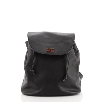 Chanel Vintage CC Resin Flap Backpack Leather Medium