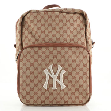 Gucci MLB Front Pocket Backpack GG Canvas With Applique Medium