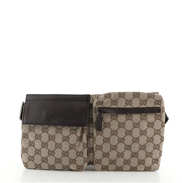 Gucci Vintage Double Belt Bag GG Canvas