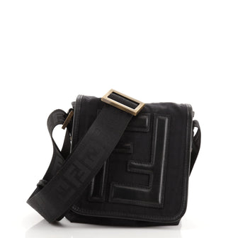 Fendi Vintage FF Flap Messenger Bag Zucca Canvas Mini