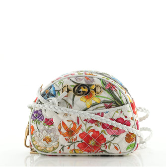 Gucci Camera Shoulder Bag Quilted Flora Canvas Small