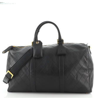 Chanel Vintage Diamond Stitch Boston Bag Quilted Lambskin Large