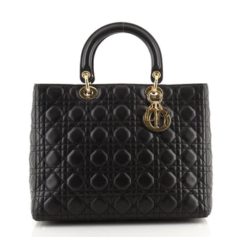 Christian Dior Vintage Lady Dior Bag Cannage Quilt Lambskin Large