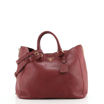 Prada Side Zip Convertible Shopper Tote Vitello Daino Large