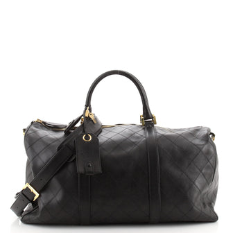 Chanel Vintage Diamond Stitch Boston Bag Quilted Lambskin Large