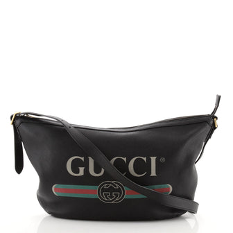 Gucci Logo Half-Moon Hobo Printed Leather