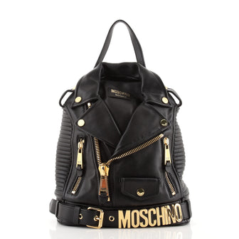 Moschino Moto Jacket Backpack Leather Black 7513789