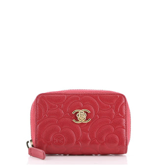 Chanel CC Zip Coin Purse Camellia Caviar