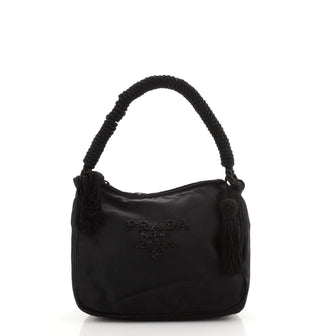 Prada Rope Handle Zip Hobo Beaded Tessuto Mini
