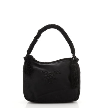 Prada Rope Handle Zip Hobo Beaded Tessuto Mini