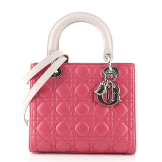 Christian Dior Bicolor Lady Dior Bag Cannage Quilt Lambskin Medium