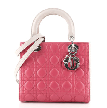 Christian Dior Bicolor Lady Dior Bag Cannage Quilt Lambskin Medium