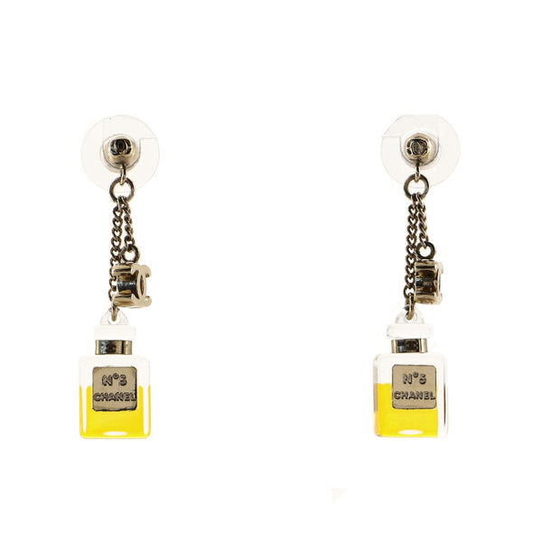 Chanel Gold Metal Resin No. 5 Perfume Bottle CC Drop Earrings, 2005, Drop | Fashion Earrings, Contemporary Jewelry