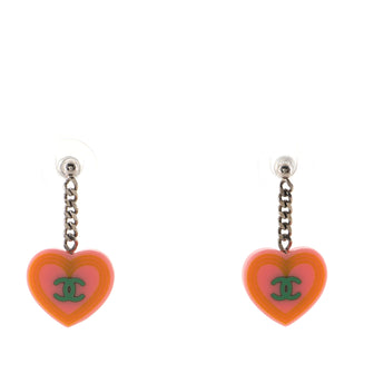 Chanel CC Heart Drop Earrings Resin with Metal