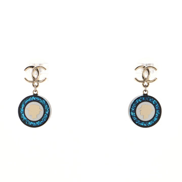 Chanel CC Coco Mademoiselle Drop Earrings Metal and Enamel with Glitter Resin