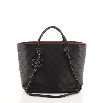 Chanel CC Charm Chain Shopping Tote Quilted Calfskin Large