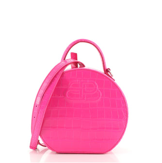 Balenciaga Vanity Round Bag Crocodile Embossed Leather XS