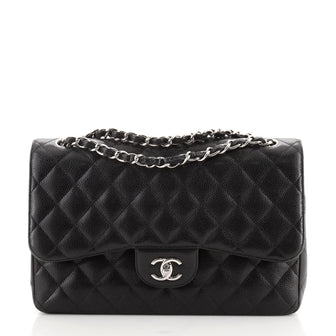 Chanel Classic Double Flap Bag Quilted Caviar Jumbo